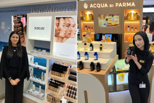 Fortem & Mode beauty consultants on the shop floor representing bareMinerals and Acqus di Parma.